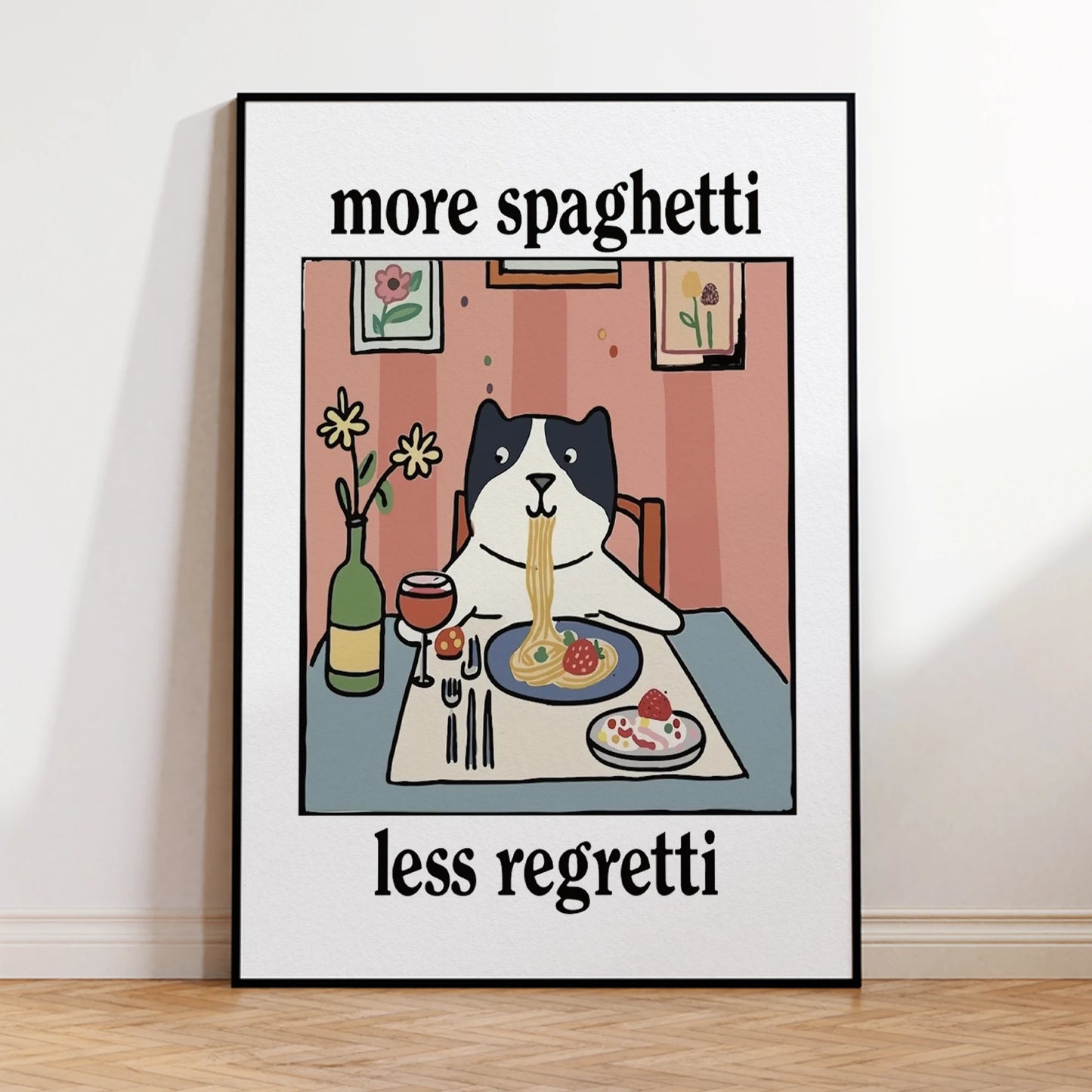More Spaghetti Less Regretti Funny Kitchen Canvas Wall Art