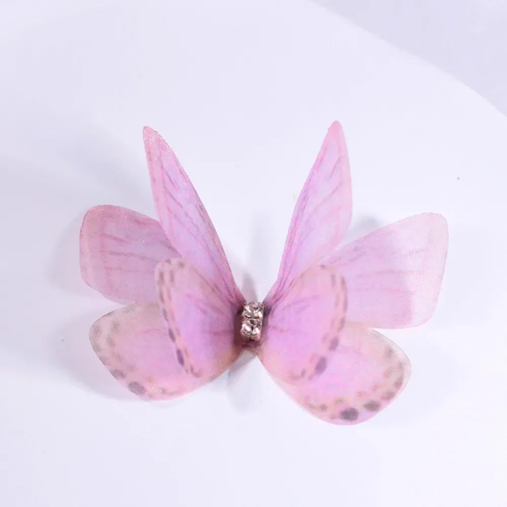 50Pcs 3D Organza Butterfly Appliqués – Gradient Mesh Patches
