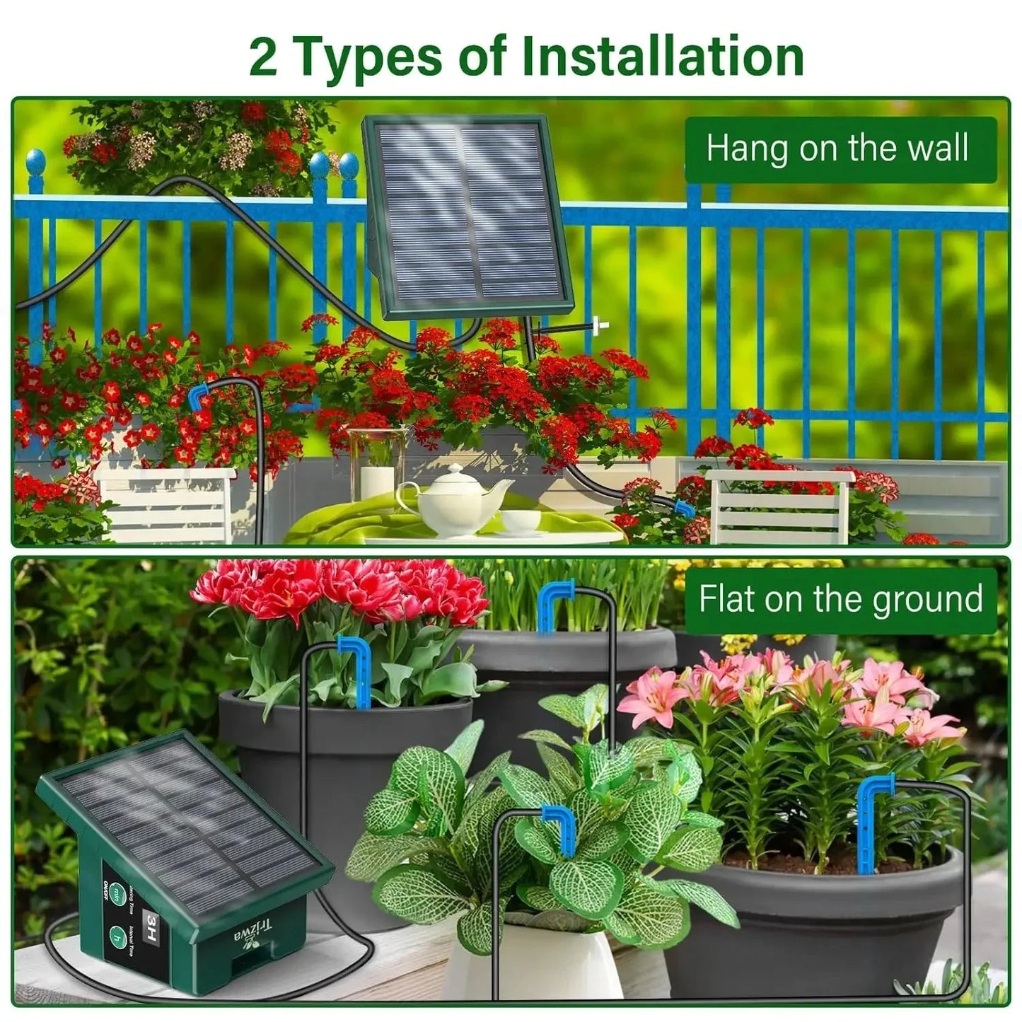 New DIY Solar Drip Irrigation System Square Solar Drip Irrigation Belt With 10 Drip Heads For Gardens Courtyards Orchards Peaceful Pleasures Health and Wellness