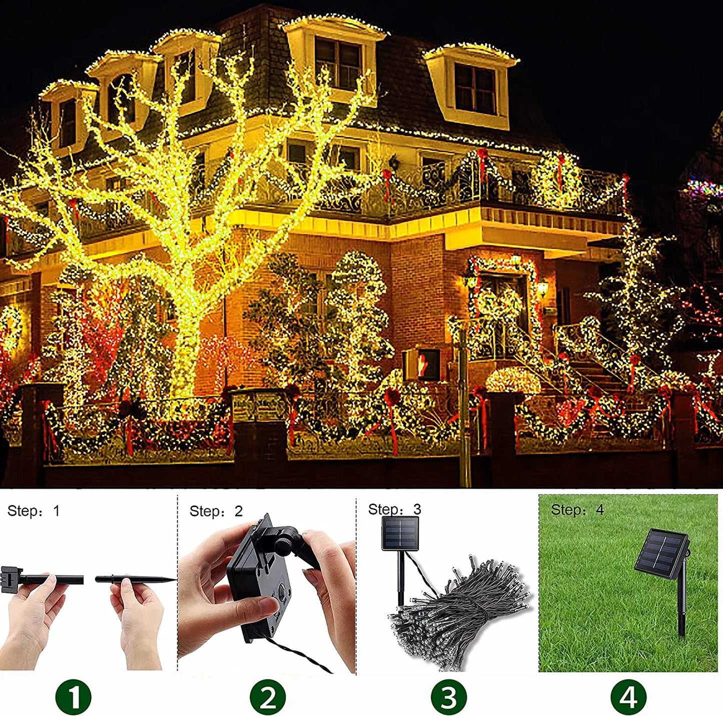 Solar LED String Lights Outdoor – 8 Mode Waterproof Fairy Lights