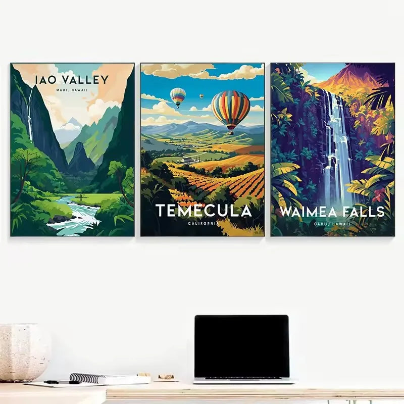 Vintage Hawaii Lahaina Beach Landscape Canvas Wall Art Poster Canvas Wall Art Peaceful Pleasures Health and Wellness