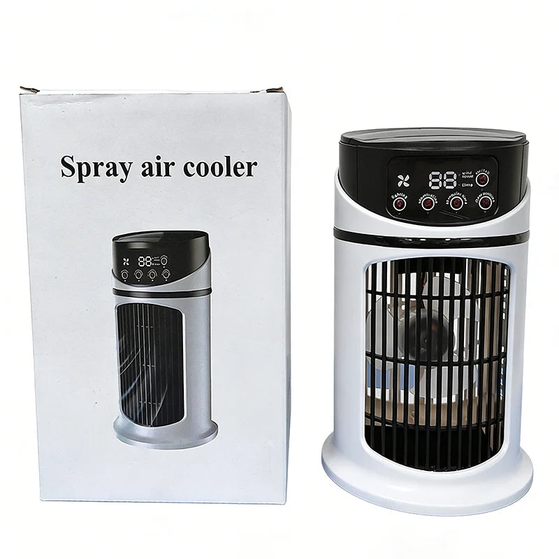 Portable USB charging mini desktop brushless motor small air conditioner household air cooling water-cooled fan with humidifier Peaceful Pleasures Health and Wellness WHITE