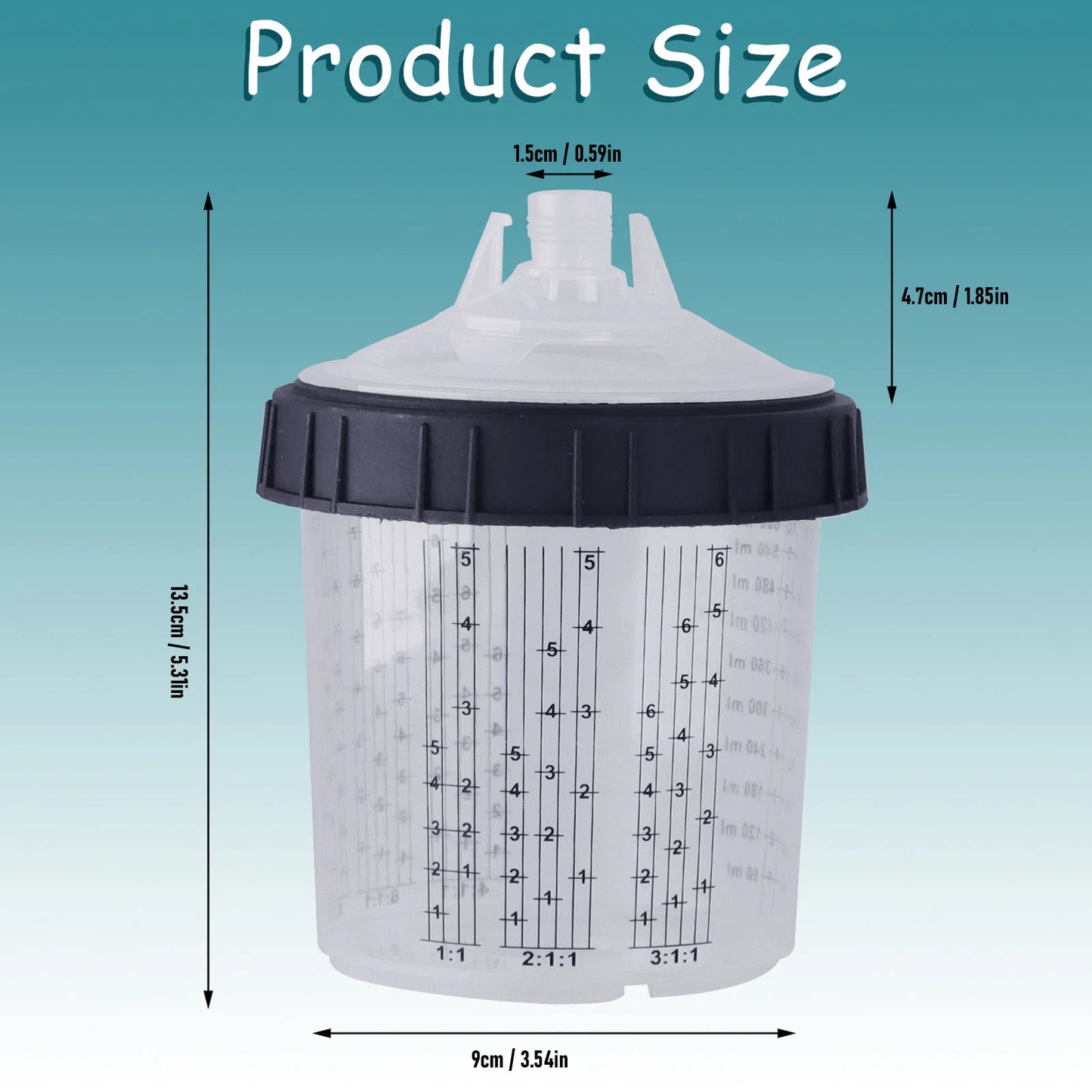 Spray Gun Cup Liners and Lid System Disposable 50pcs 20.3oz Liners 1 Hard Cup 1 Fixing Ring 10 Plugs 1 Mixing Rod 2 Adapters Peaceful Pleasures Health and Wellness