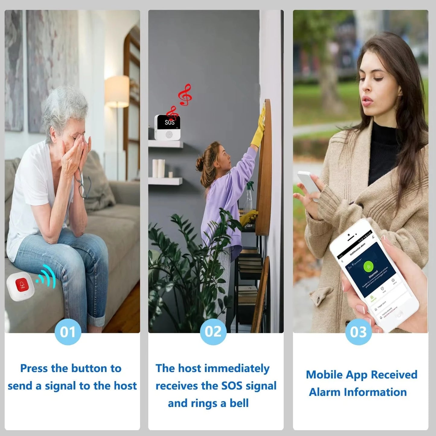 Wireless WiFi Caregiver Pager SOS Emergency Call Button Medical Alert System for Seniors Patients Elderly At Home Peaceful Pleasures Health and Wellness