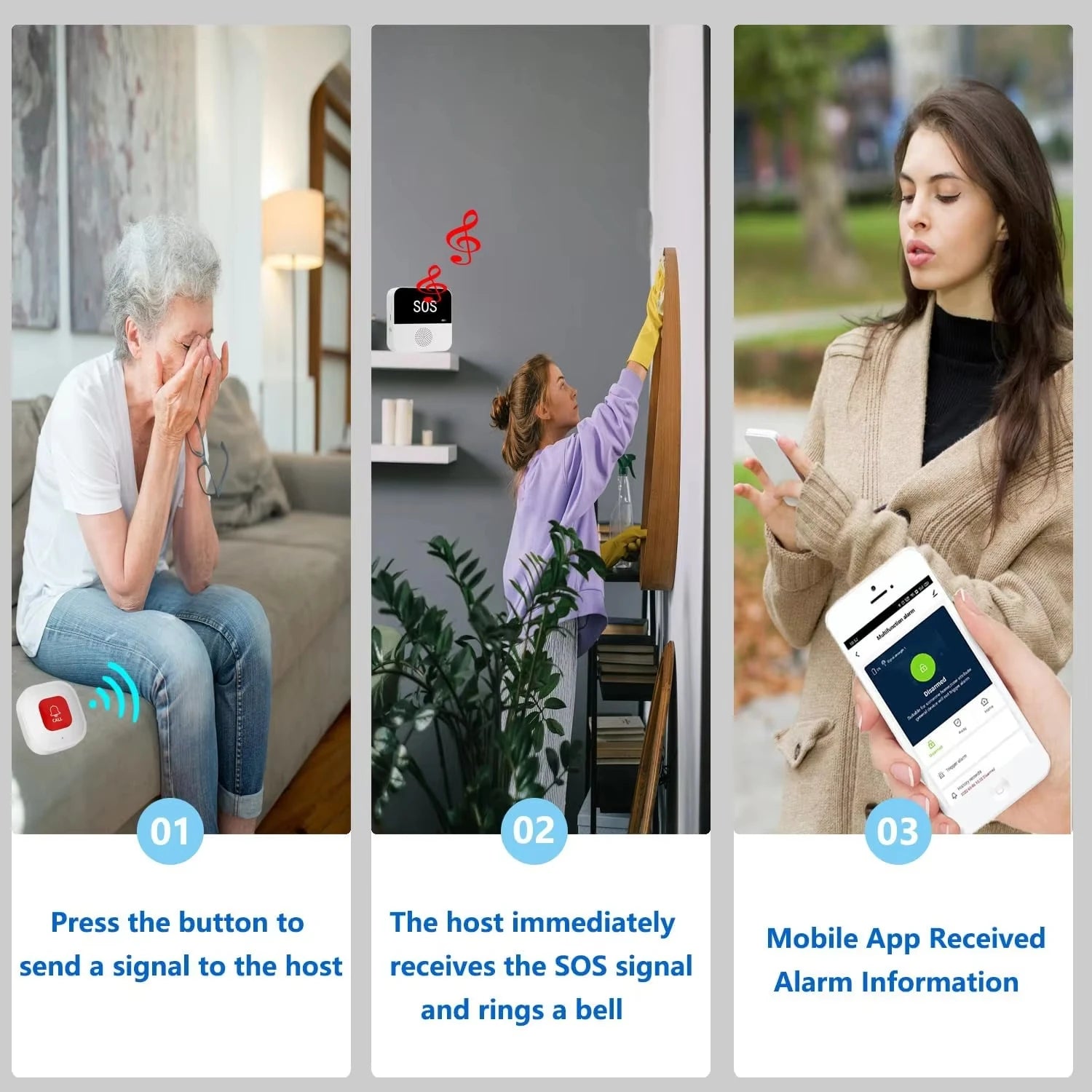 Wireless WiFi Caregiver Pager SOS Emergency Call Button Medical Alert System for Seniors Patients Elderly At Home Peaceful Pleasures Health and Wellness
