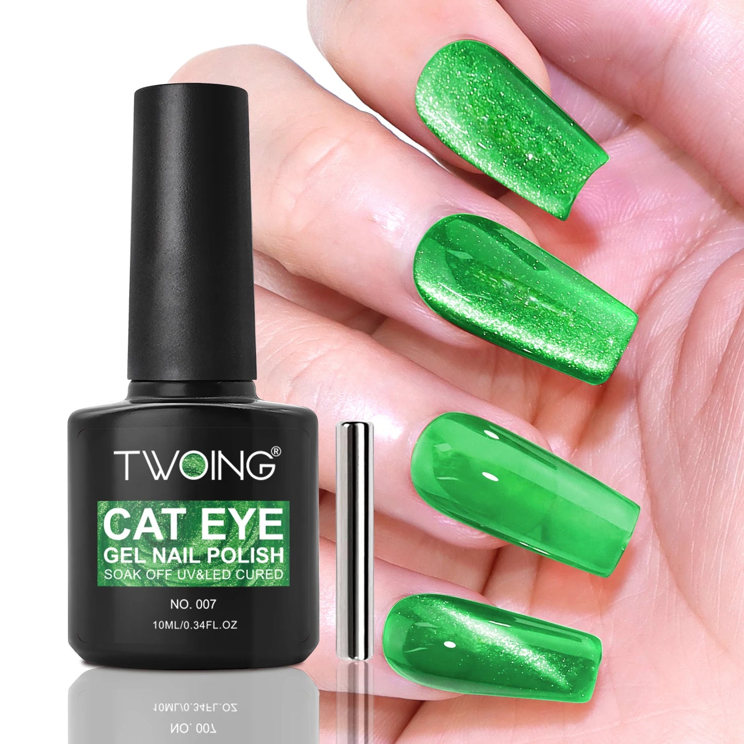 TWOING Cat Eye Gel Nail Polish 10ml, Magnetic UV LED Soak Off Gel Polish, Shimmer Glitter Long-Lasting Salon DIY Nail Art Peaceful Pleasures Health and Wellness 007
