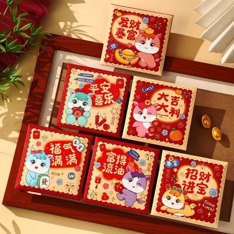 2026 Horse Year Red Envelopes – 6-Pack Lucky Money Bags