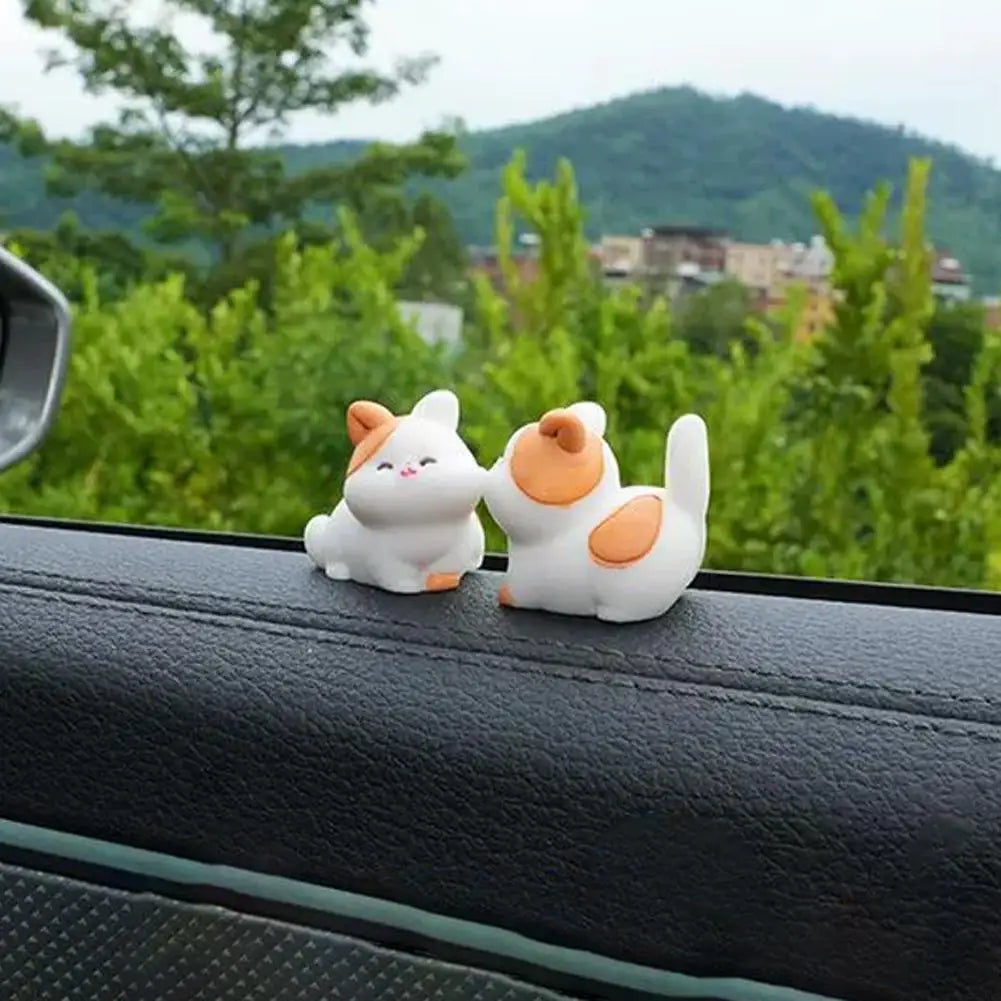 2Pcs Cartoon Kiss Face Rabbit Kitten Doll Ornaments Funny Resin Ducks Frogs Figurines Ornaments Car Interior Dashboard Ornaments Peaceful Pleasures Health and Wellness D