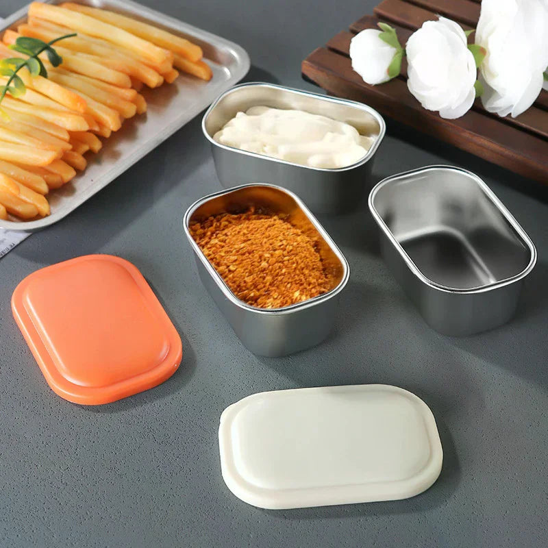 304 Stainless Steel Sauce Cup | Leak-Proof Silicone Lid