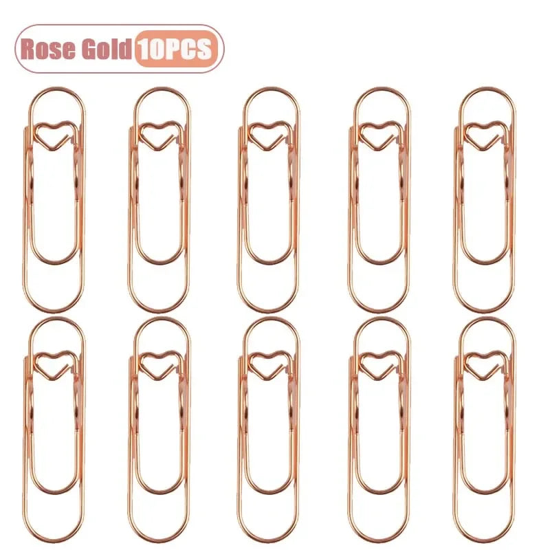 Heart Shaped Metal Pen Clips & Bookmark Holders for Notebooks