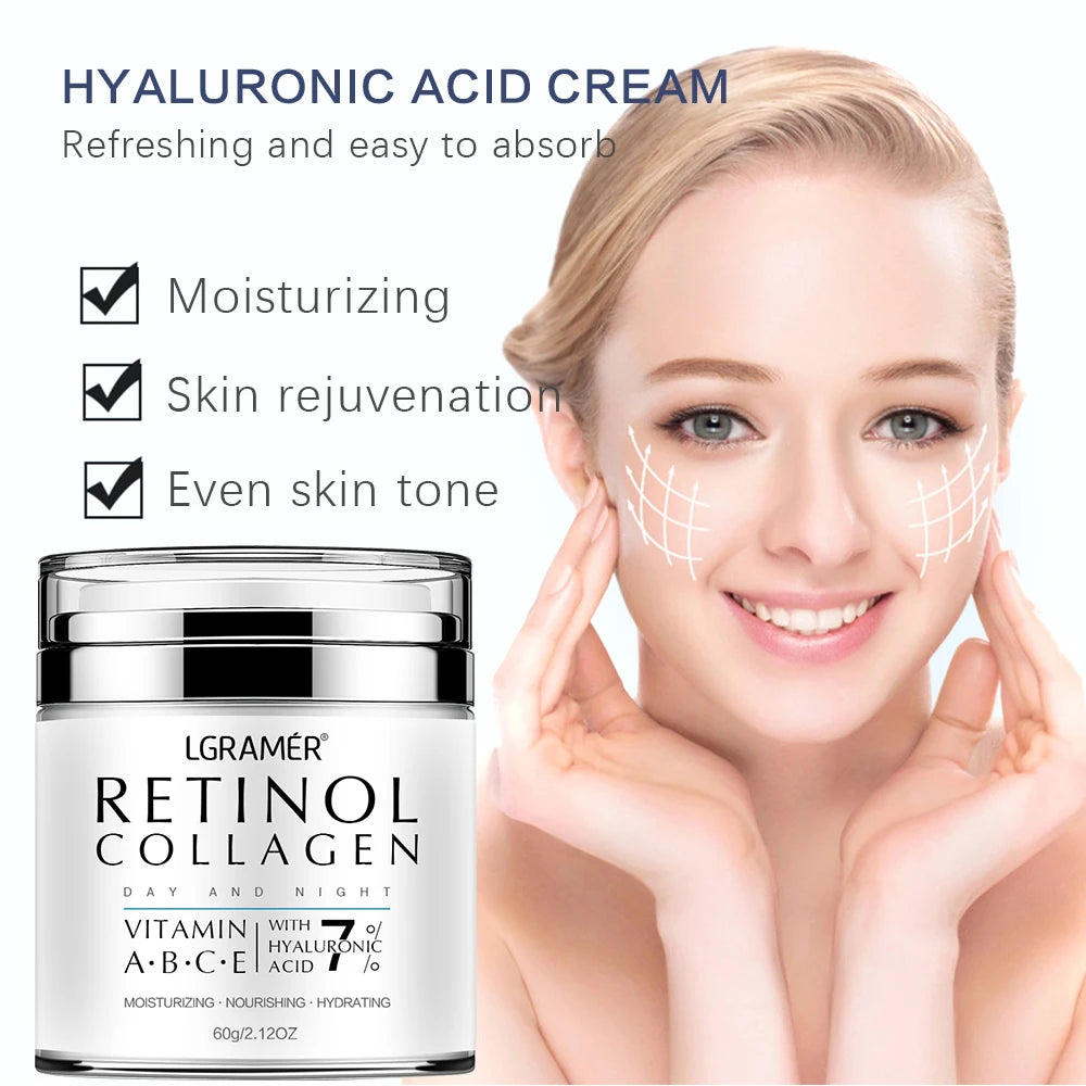 Retinol Anti-Aging Face Cream – Collagen & Hyaluronic 60g Peaceful Pleasures Health and Wellness