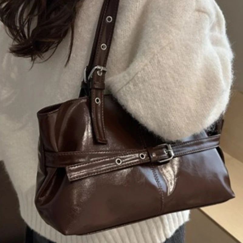New Korean Style High End Commuting Shoulder Bag Large Capacity Niche Handbag Fashionable All Match Tote Versatile Commuting Bag Peaceful Pleasures Health and Wellness
