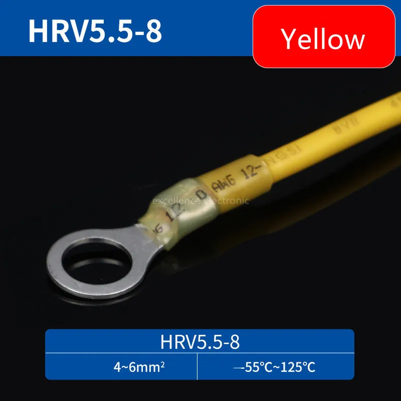20PCS RV Circular Heat Shrink Waterproof End Male Female Plug Spring Quick Wiring Annular Pre Insulated Cold Pressed Terminal Peaceful Pleasures Health and Wellness RV5.5-M8 Yellow