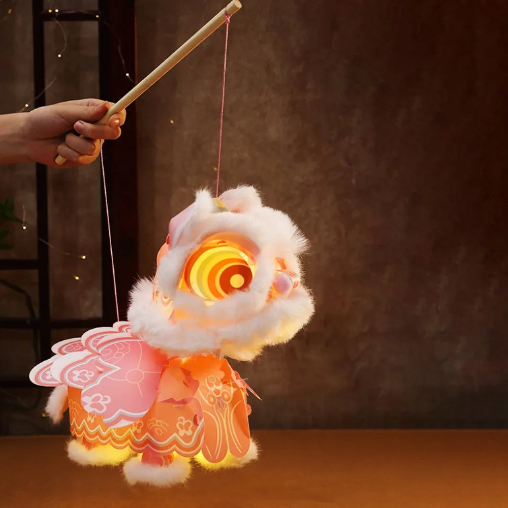 New Year Spring Festival Lantern Festival Year of The Horse Lion Dance Lantern Handmade DIY Kids Craft Kit Festival Decoration Peaceful Pleasures Health and Wellness 25-25cm Style2