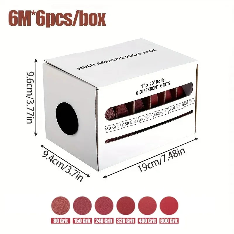 Abrasive Sandpaper Roll 6M x 25cm – Grit 80 to 600 Emery Cloth Peaceful Pleasures Health and Wellness 6 Rolls (P80-600)