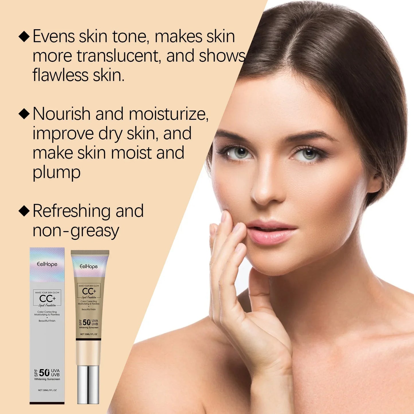 Eelhope CC Cream Foundation – Full Coverage, SPF & Oil Control