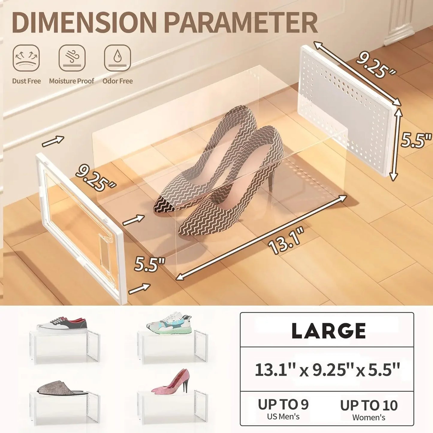 12 Pack Large Clear Plastic Stackable Shoe Storage Boxes with Lids, Modular Organizer for Closet Peaceful Pleasures Health and Wellness
