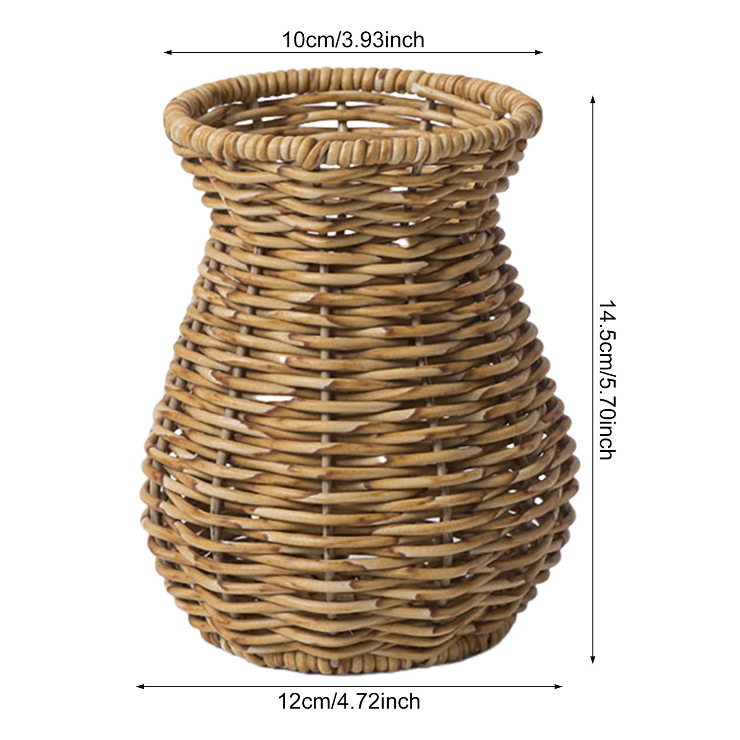 Handwoven Rattan Vase – Boho Farmhouse Décor | Pampas Grass