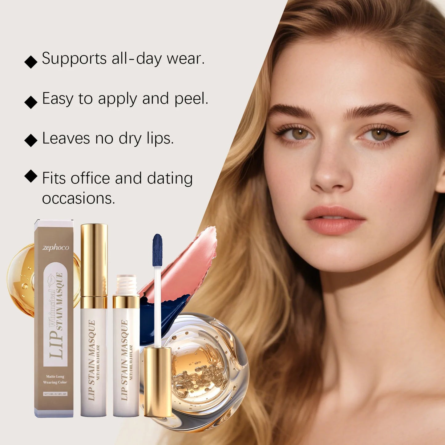 Zephoco Matte Peel Off Lip Gloss – Moisturizing & Plumping