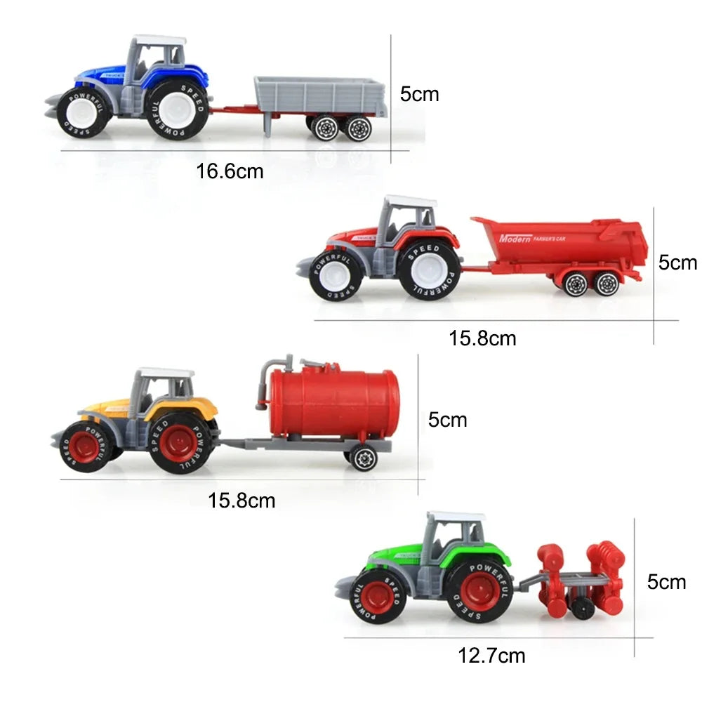 Diecast Farm Vehicles Mini Car Model Engineering Tractor Toys Kids