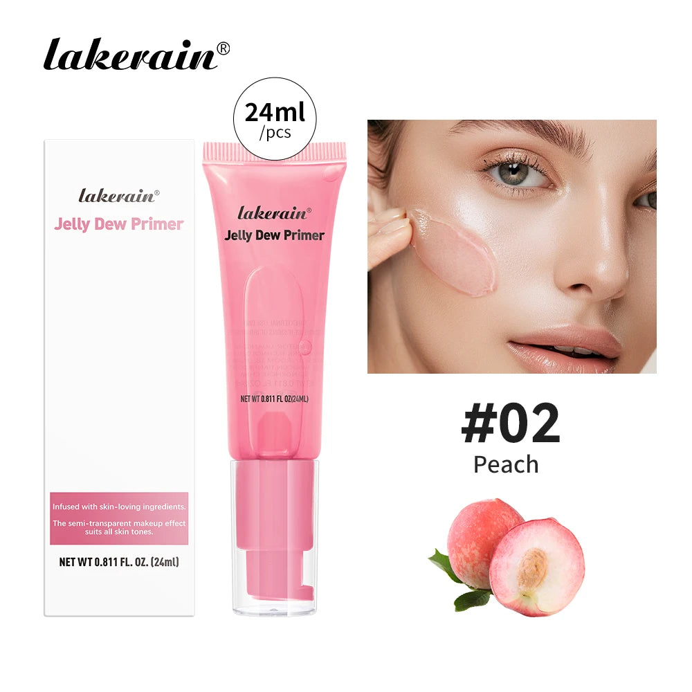Lakerain Jelly Dew Primer Makeup Long Lasting Moisturising Semi-transparent Jelly Texture Pre Makeup Base Cream Cosmetics Peaceful Pleasures Health and Wellness Peach