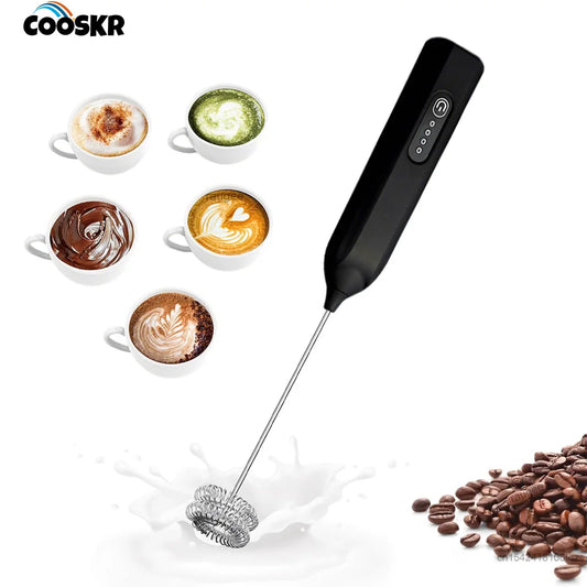 Mini Milk Frother USB Rechargeable Handheld Automatic Rotary Milk Foam Maker for Coffee Latte Cappuccino Maker Electric Blender Peaceful Pleasures Health and Wellness