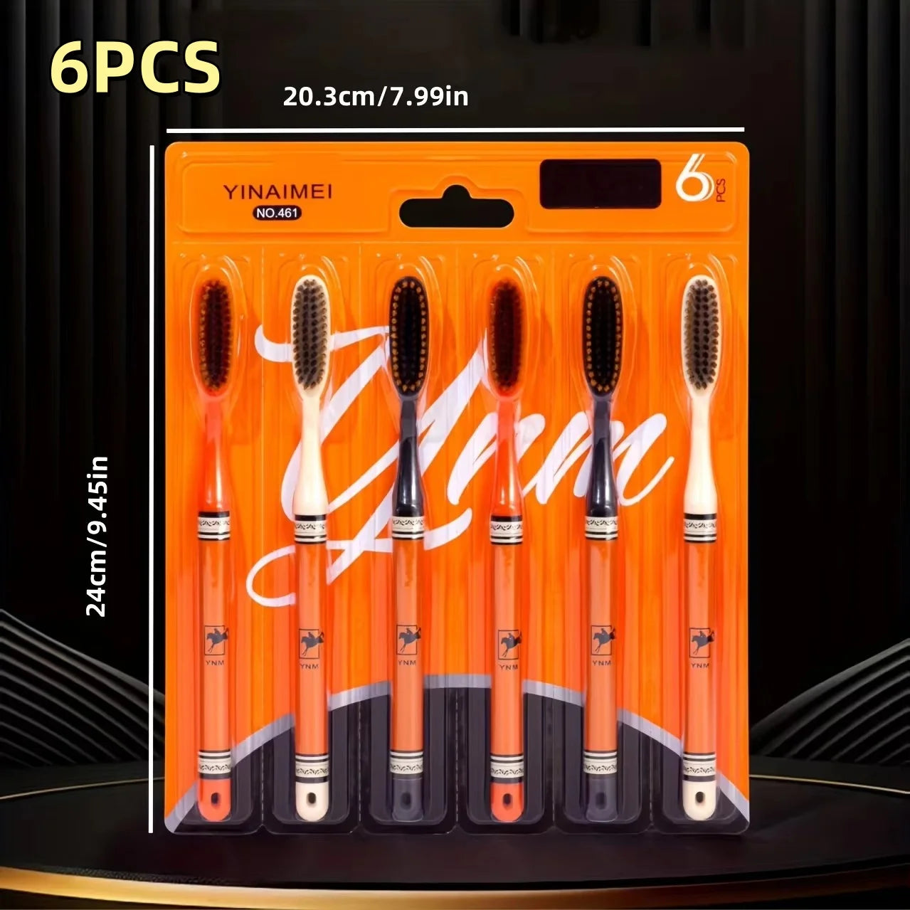 6-Pack Soft Bristle Toothbrushes – Long Handle Family Set