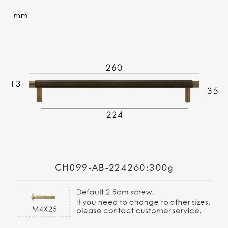 Solid Brass Linear T-Bar Cabinet Handle & Drawer Pull | Multi-Size