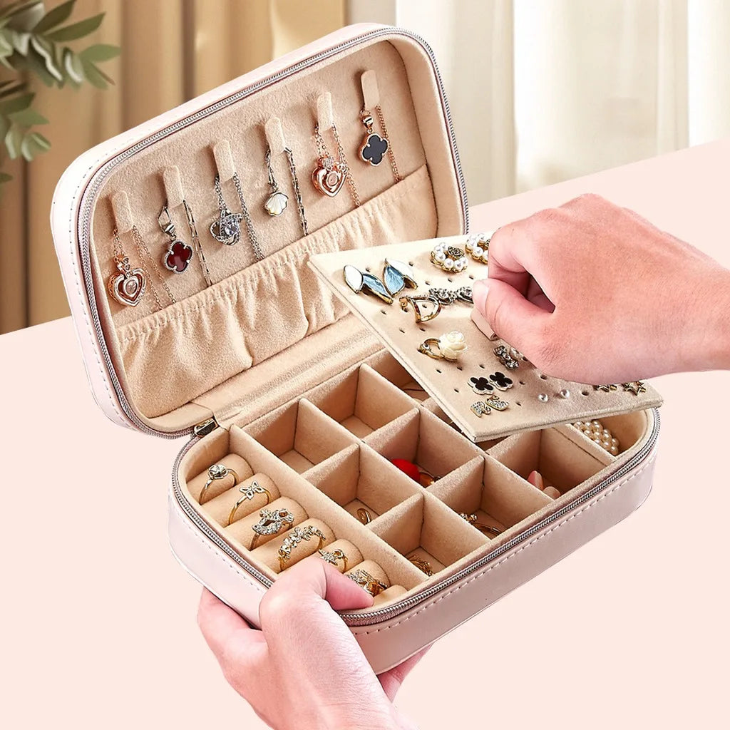 Double Layer Travel Jewelry Box – Dustproof PU Leather Organizer
