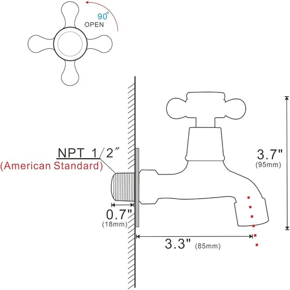 Vintage Solid Brass Single Handle Wall Mount Faucet
