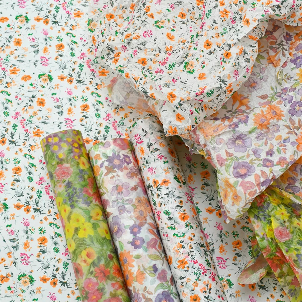 10-Sheet Vintage Floral Tissue Paper for Bouquets & Gift Wrap