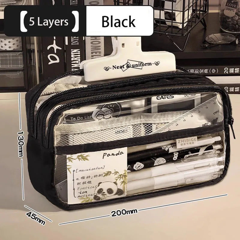 New kawaii transparent pencil bag School supplies storage Multifunctional DIY cute stationery kid pen case Girls makeup bag Peaceful Pleasures Health and Wellness
