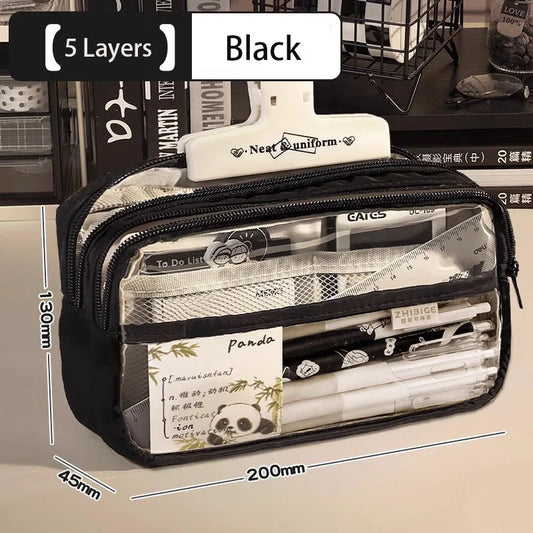 New kawaii transparent pencil bag School supplies storage Multifunctional DIY cute stationery kid pen case Girls makeup bag Peaceful Pleasures Health and Wellness
