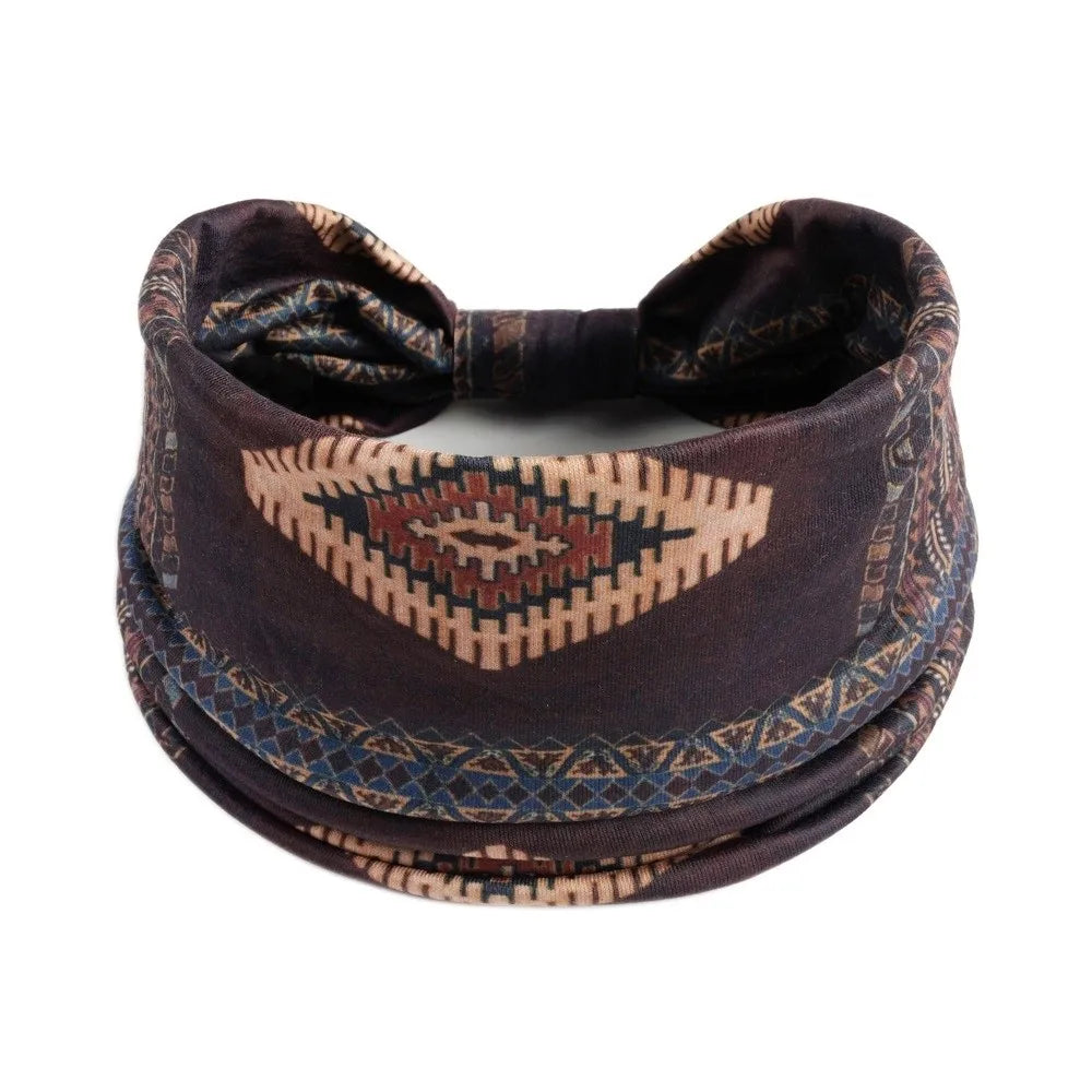 Boho Knot Wide Turban Headband – Elastic Hair Wrap for Women