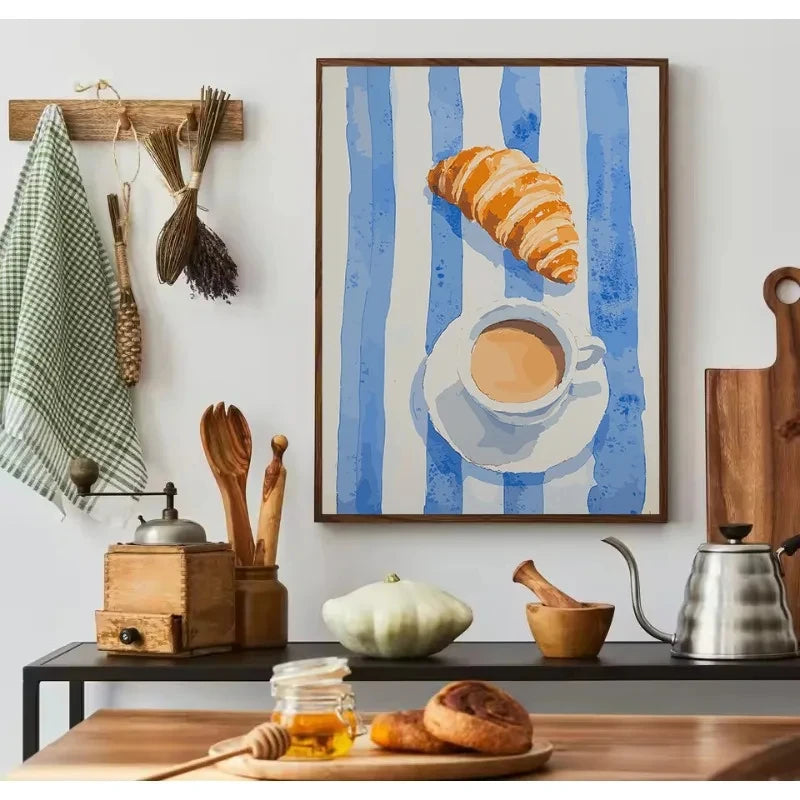 Retro Food Illustration Canvas Wall Art | Kitchen Home Decor