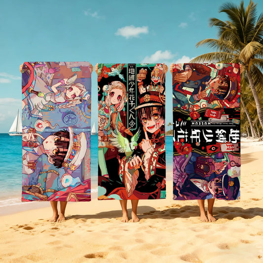 Hanako-Kun Anime Quick-Dry Beach Towel | Soft, Absorbent, 11 Sizes Anime Beach Towel Peaceful Pleasures Health and Wellness