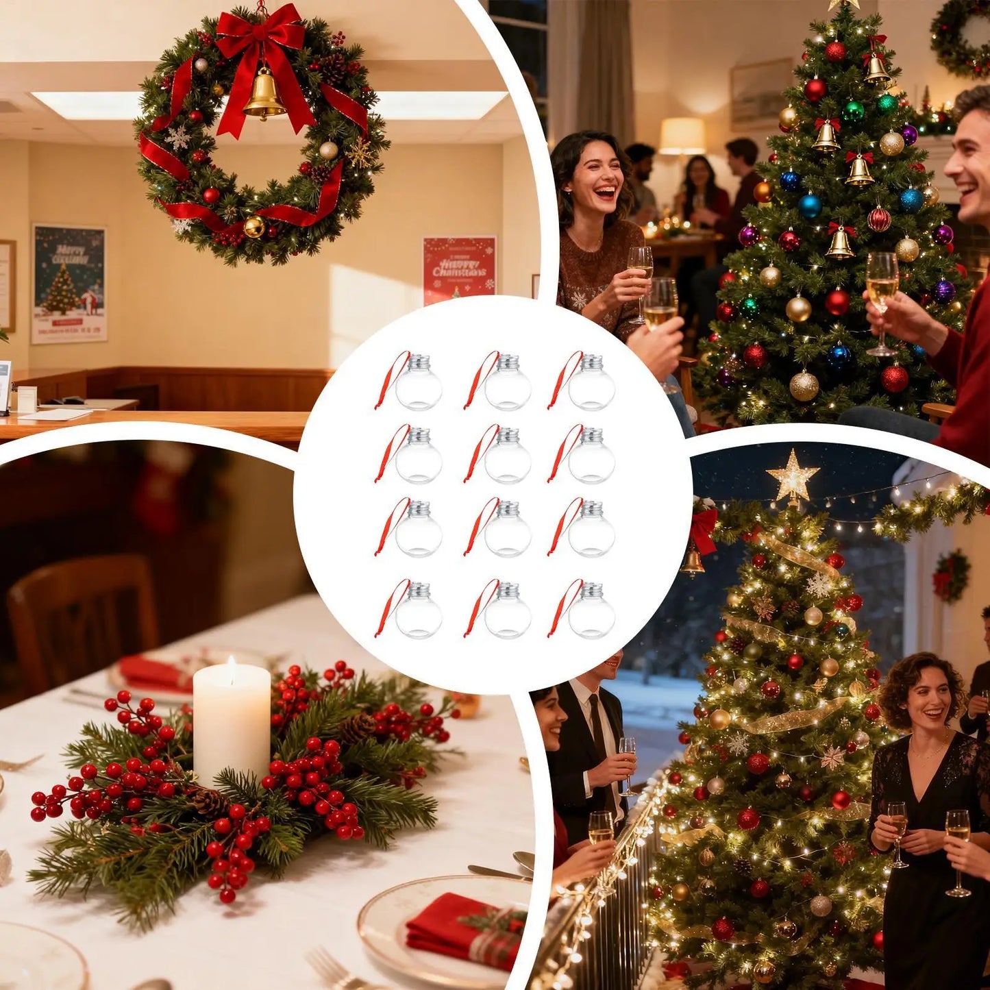 Clear Fillable Christmas Ornaments Set of 12 – DIY Ball Pendants