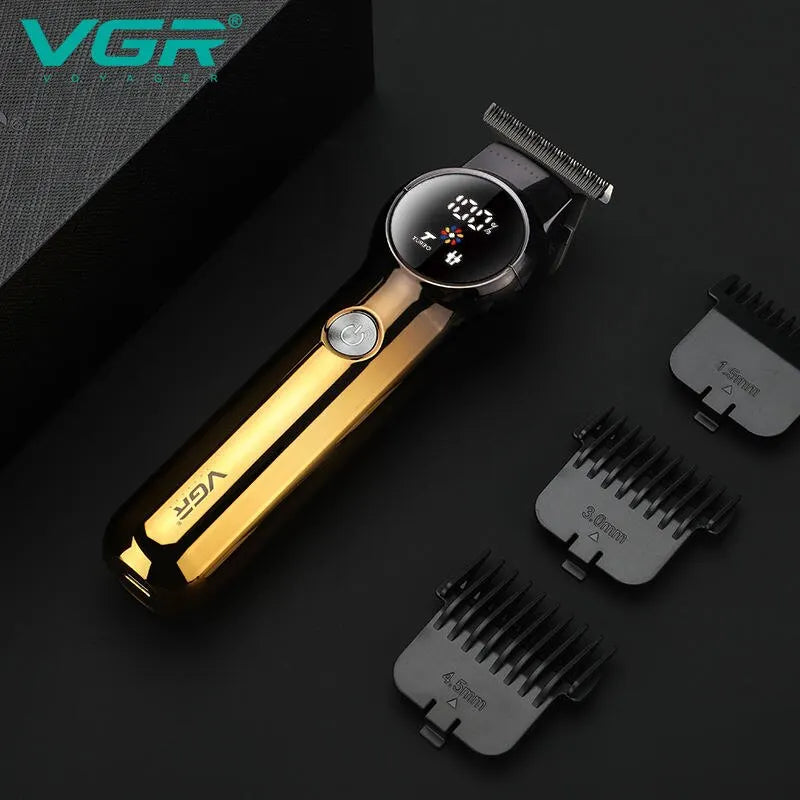 VGR 989 Men's Hair Clipper Gradient Color Body Hair Trimmer USB Dual Use Pusher Powerful LED Intelligent Digital Display Pusher Peaceful Pleasures Health and Wellness