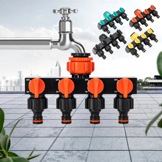 4-Way Garden Hose Splitter | Faucet Connector Water Distributor Garden Hose Splitter Peaceful Pleasures Health and Wellness