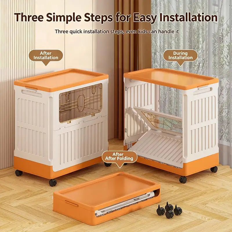 Foldable Plastic Storage Box with Wheels – Large Organizer Rolling Storage Box Peaceful Pleasures Health and Wellness