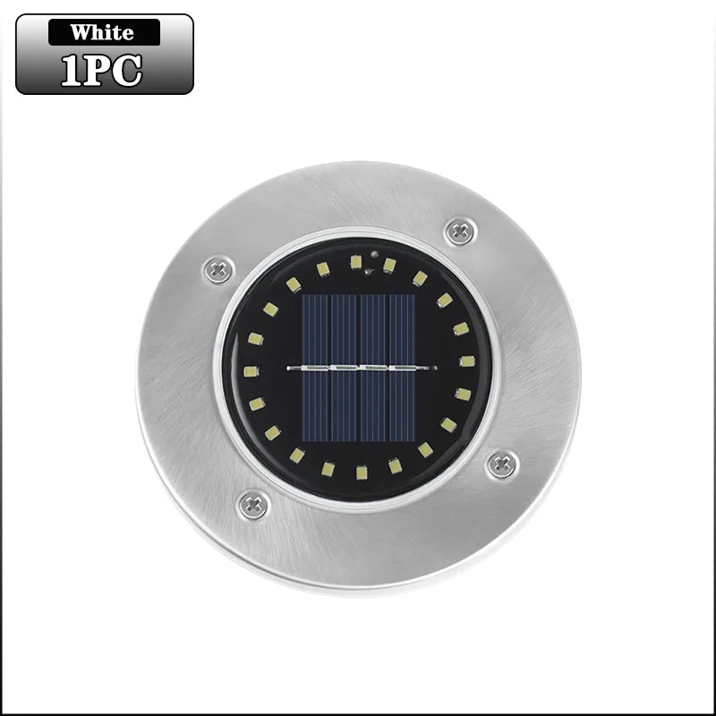 Solar In-Ground Disk Lights – 20 LED Waterproof Landscape Set