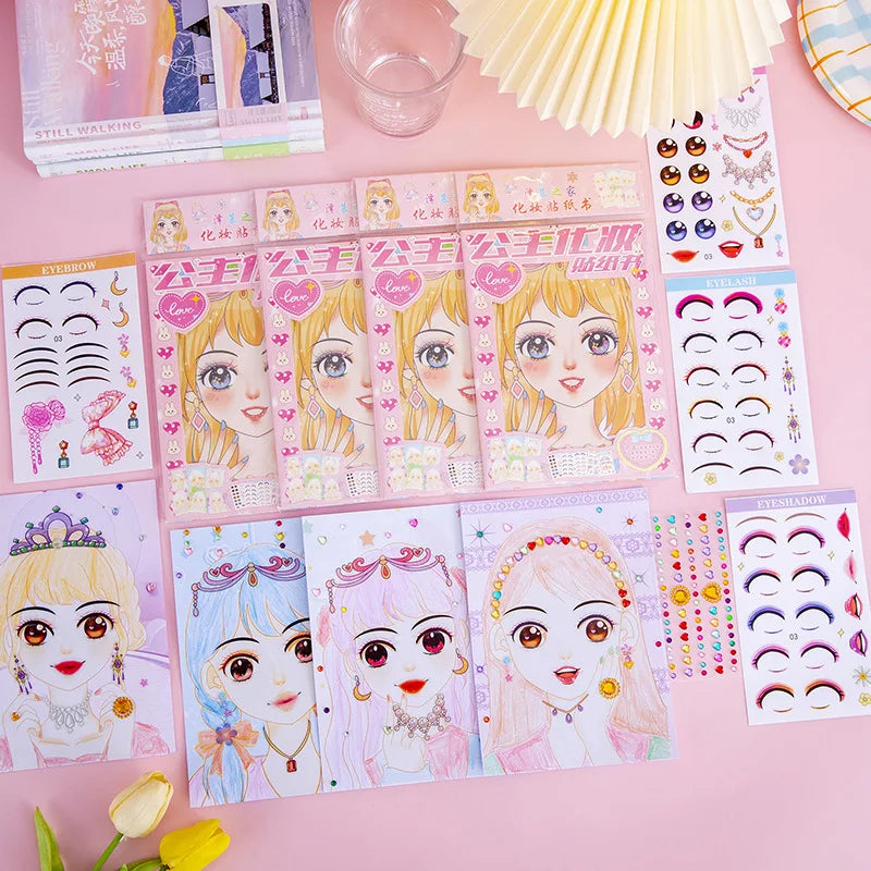 Makeup Sticker Book Kids Girls DIY Graffiti Filling Painting Picture