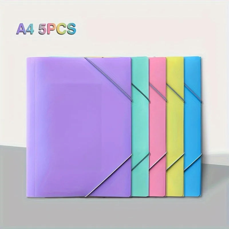 5-Pack A4 Large Capacity Project Folders | Frosted Elastic