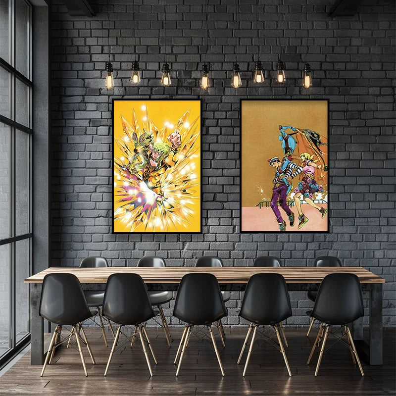 Anime JOJO Bizarre Adventure Retro Poster Canvas Wall Art Printing Waterproof Home Living Bed Room Bar Hallway Aesthetic Decor Peaceful Pleasures Health and Wellness