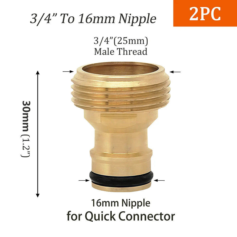 Brass 1/2" 3/4" 1“ Male/Female Quick Connector Irrigation Pipe Fitting Joint Thread to16mm Nipple Adapter for Garden Hose Tap Peaceful Pleasures Health and Wellness E-2PCS Other