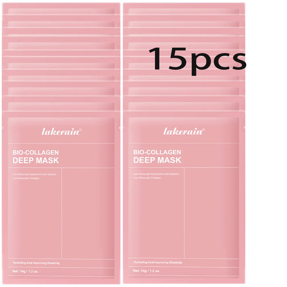 Bio-Collagen Real Deep Mask Supplement Collagen Hydrating Overnight Hydrogel Mask Elasticity Improvement Pore Minimizing Firming Peaceful Pleasures Health and Wellness 15pcs