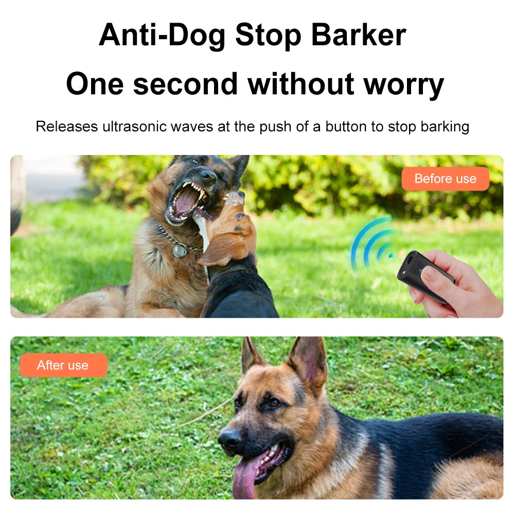 Ultrasonic Dog Bark Deterrent & Repeller with LED Flashlight Peaceful Pleasures Health and Wellness