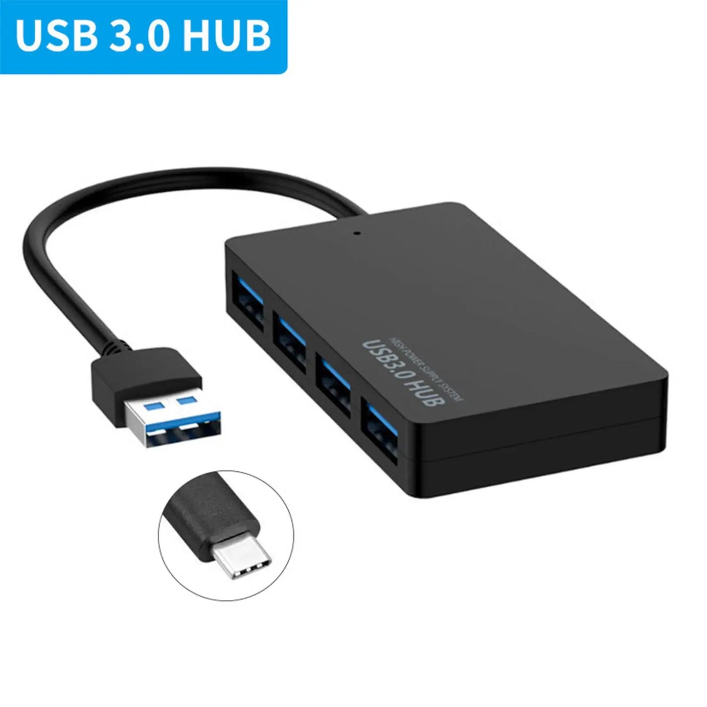 4-Port USB 3.0 Hub Splitter – 5Gbps High-Speed Expander