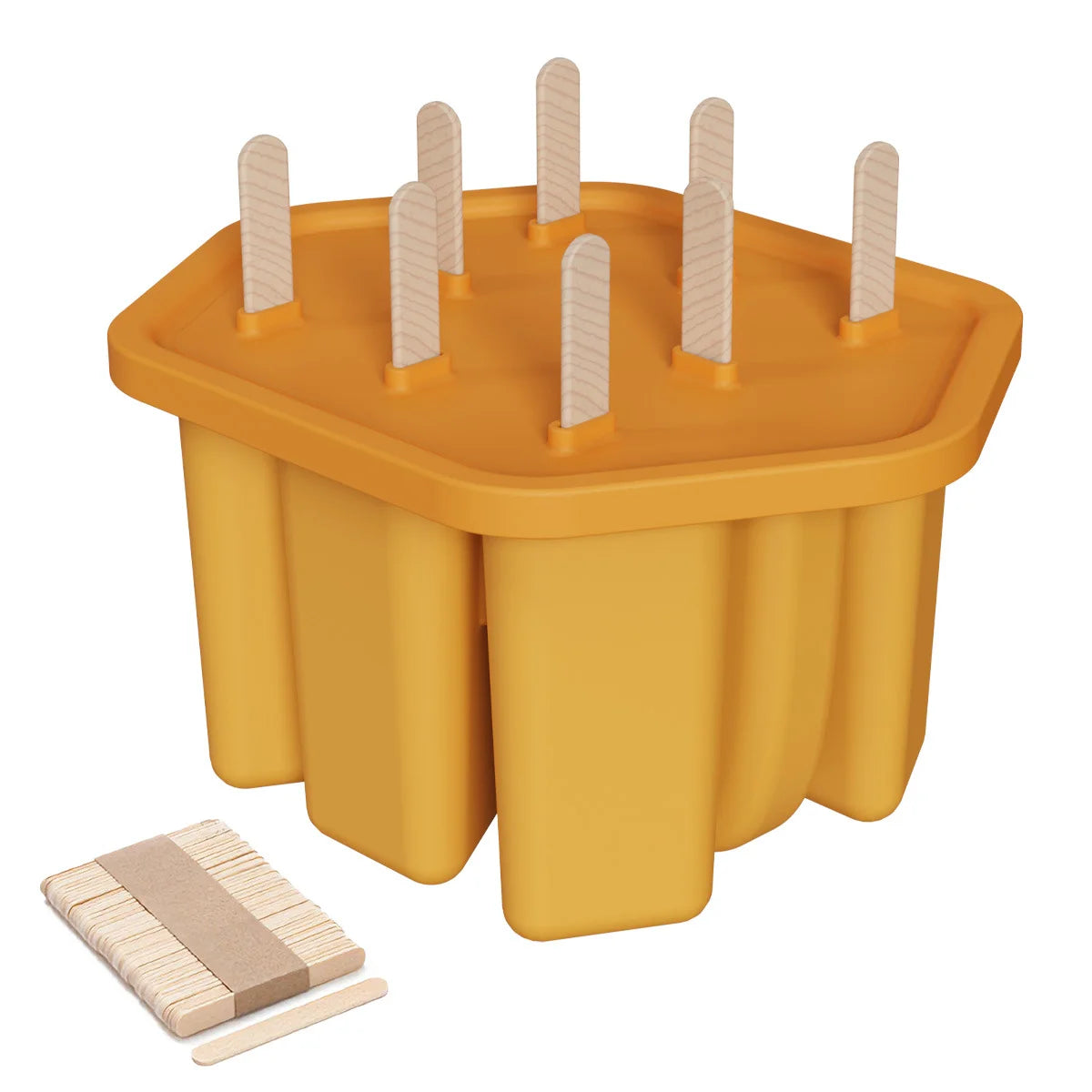 8 Holes Popsicle Molds Silicone Ice Pop Mold Popsicle Mold Reusable Easy Release Ice Pop Make Ice Mold Peaceful Pleasures Health and Wellness Orange