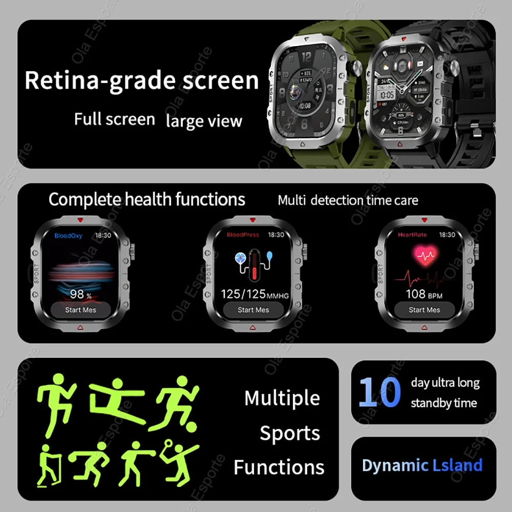 New For Android IOS Military GPS Smart Watch Men Flashlight Health Monitoring Waterproof Outdoor Sport Bluetooth Call Smartwatch Peaceful Pleasures Health and Wellness